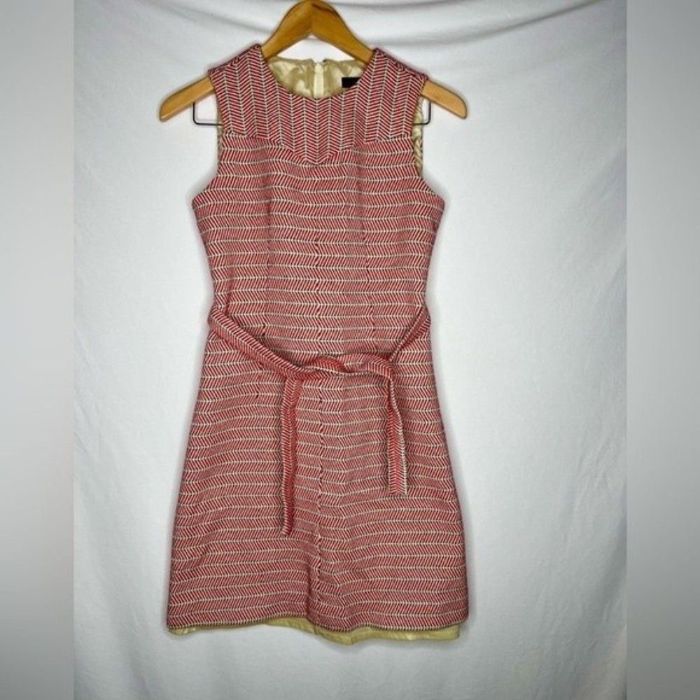 JCrew Tie Front Red Dress in Italian Tweed Size 0